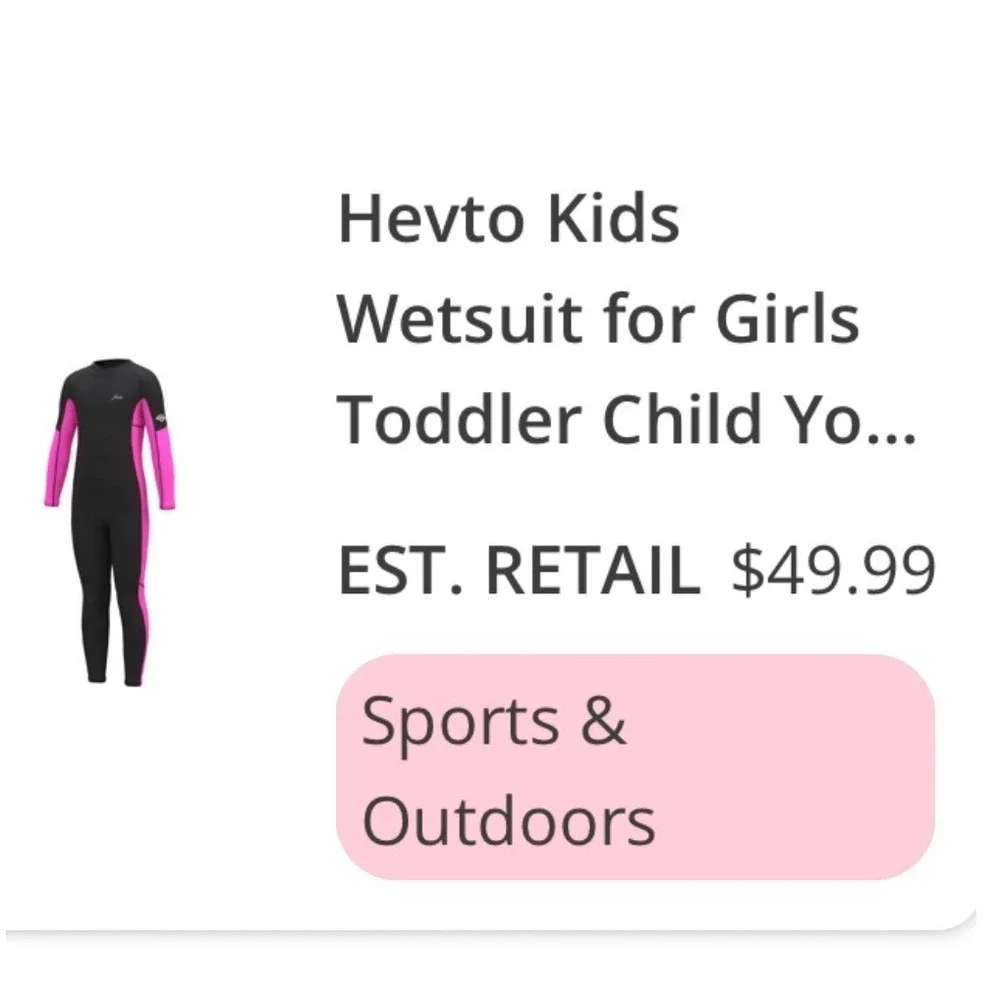 Hevto Wetsuit Girls 10 Slim Black Pink New‎ 3mm Neoprene Full Body Thermal Suit